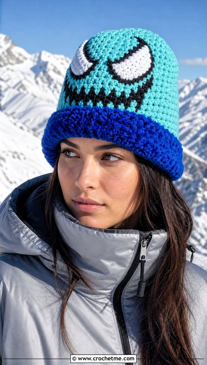 Fleece Lined Venom Crochet Beanie With Ski Jacket - 25 venom crochet beanie outfit ideas