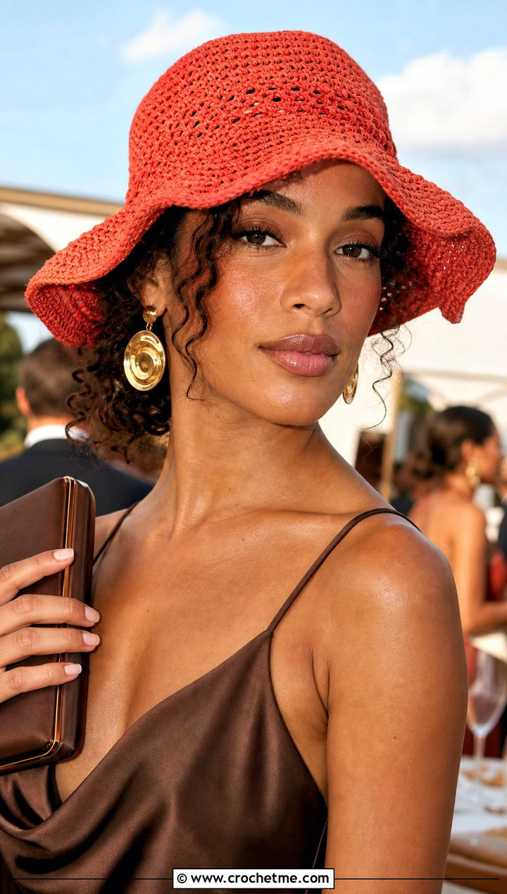Floppy Jamaican Crochet Hat With Satin Maxi Dress - 25 Jamaican Crochet Hat outfit ideas