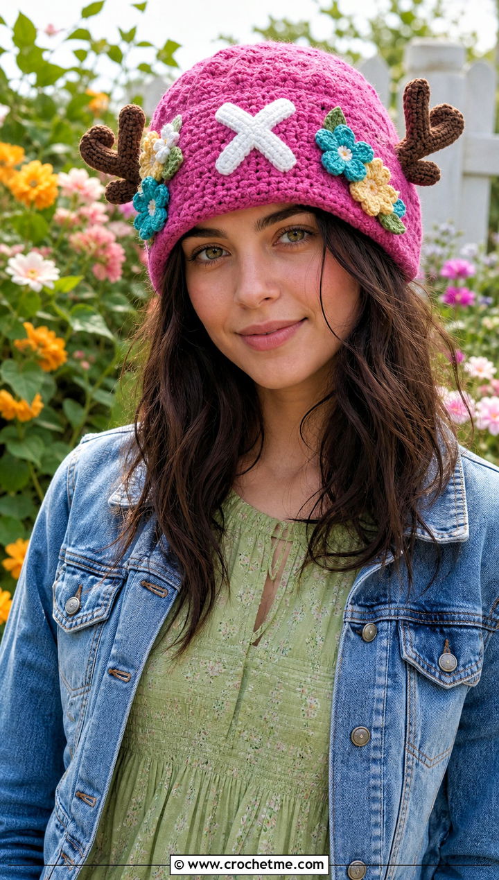 Floral Chopper Crochet Hat With Prairie Dress - 25 chopper crochet hat outfit ideas