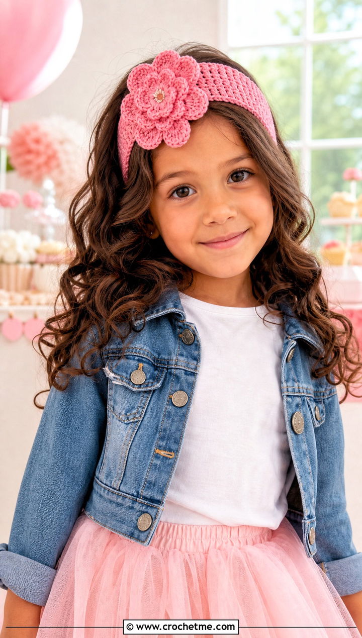 Flower Applique Crochet Child Headband With Tulle Skirt - 20 Crochet Childs Headband outfit ideas