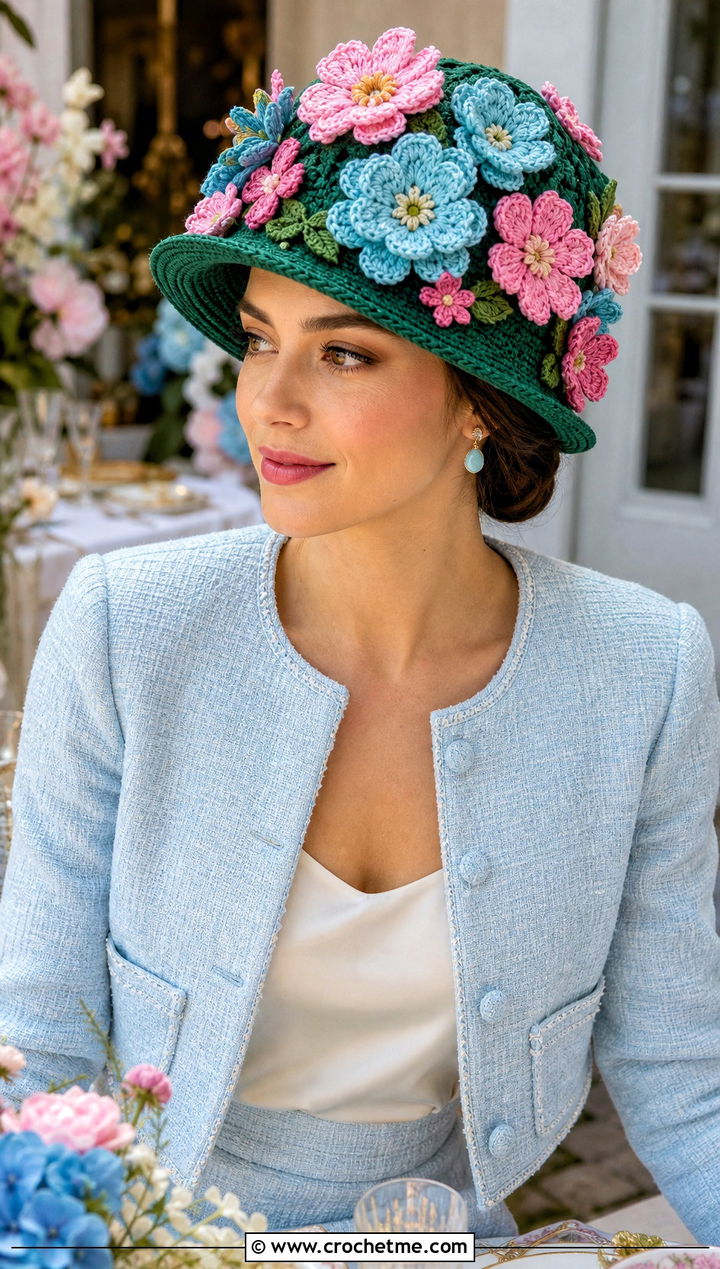 Flower Crochet Birthday Hat With Pastel Skirt Suit - 30 crochet birthday hat outfit ideas