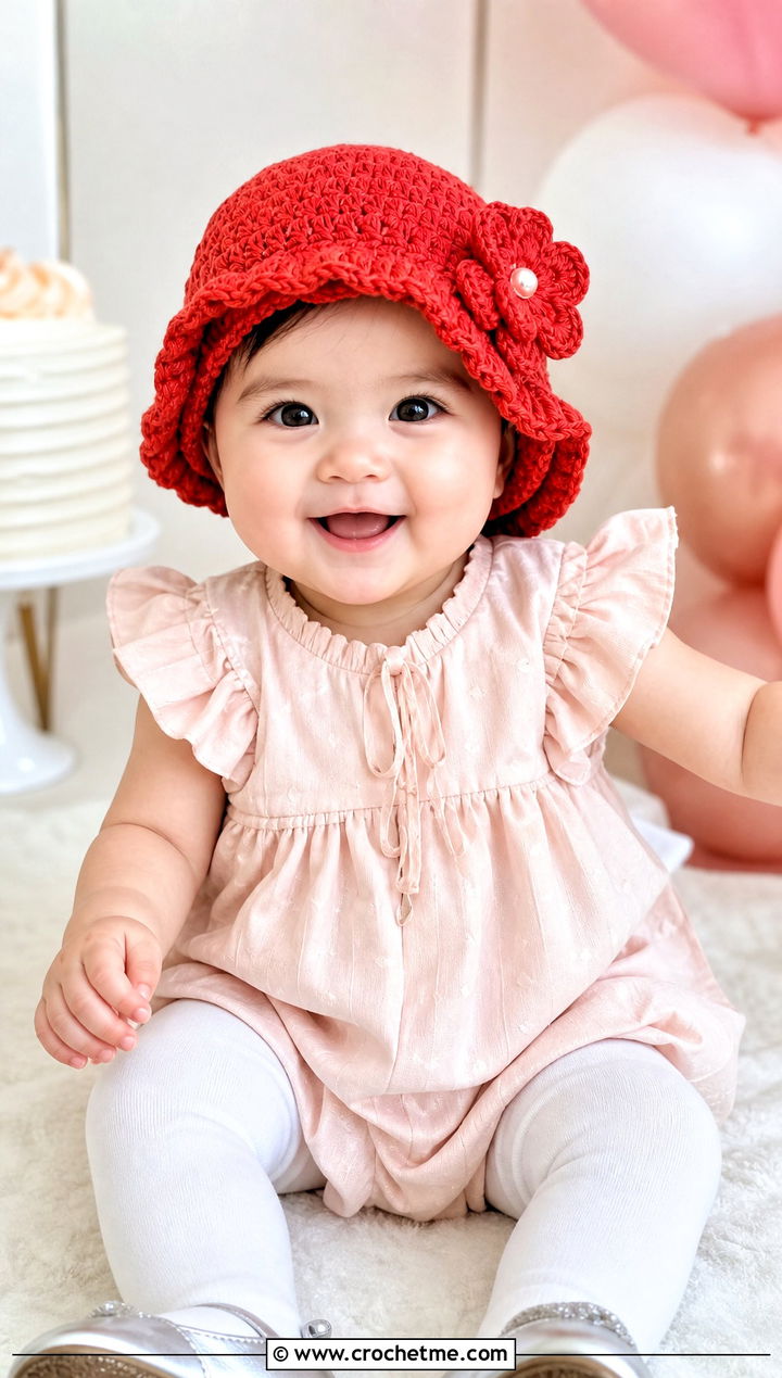 Flower Crochet Cloche Hat With Party Romper - 15 12 month old crochet hat outfit ideas