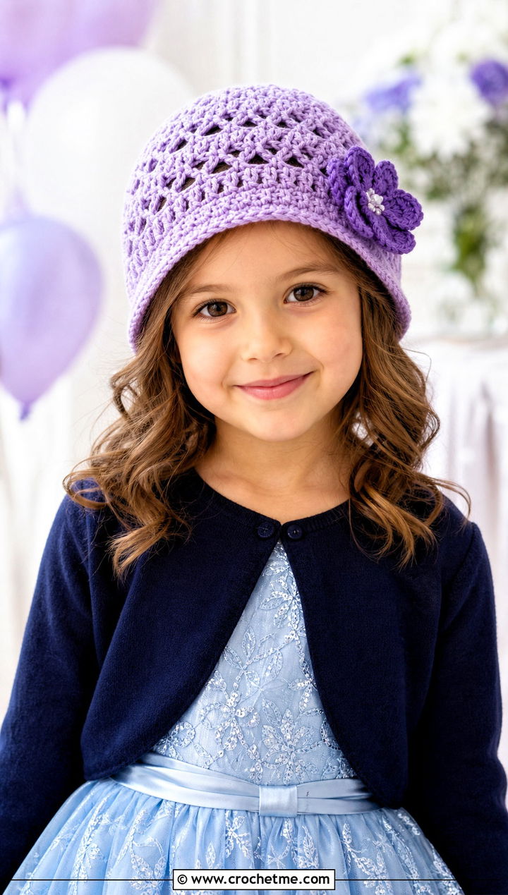 Flower Crochet Hat With Party Dress - 25 crochet childs hat outfit ideas