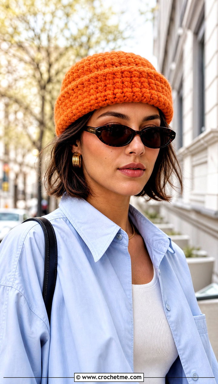 Fluffy Fisherman Beanie With Oversized Shirt And Capris - 30 fluffy crochet beanie outfit ideas