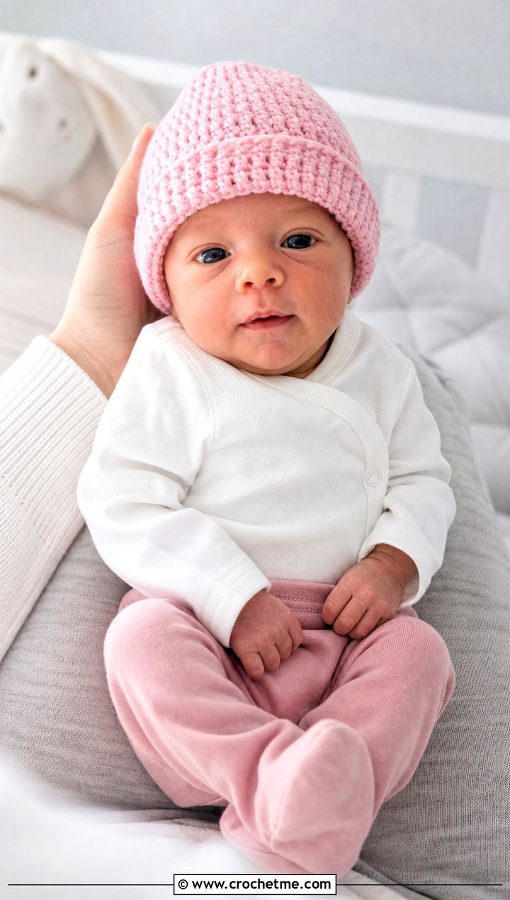 Fold Over Brim Preemie Beanie With Footed Leggings - 30 crochet premie hats outfit ideas