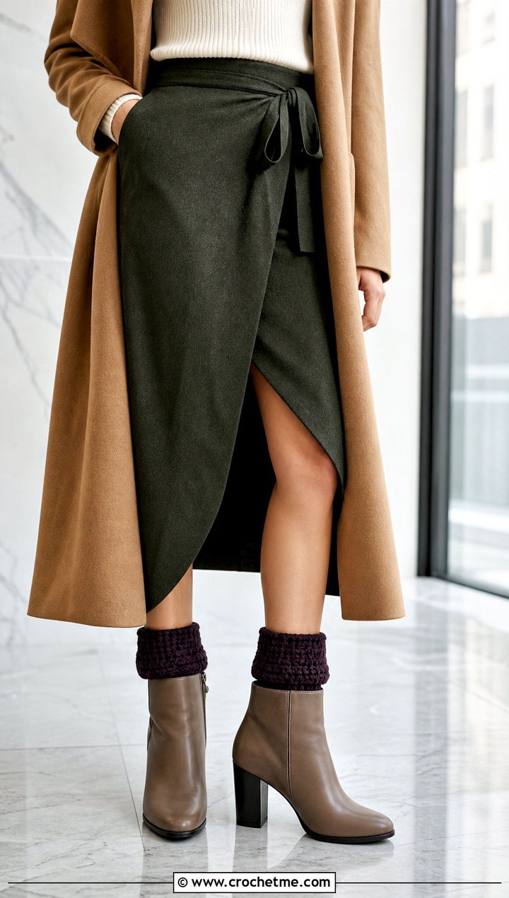 Fold Over Wool Crochet Cuff Socks With Ankle Boots - 20 Wool Crochet Sock outfit ideas