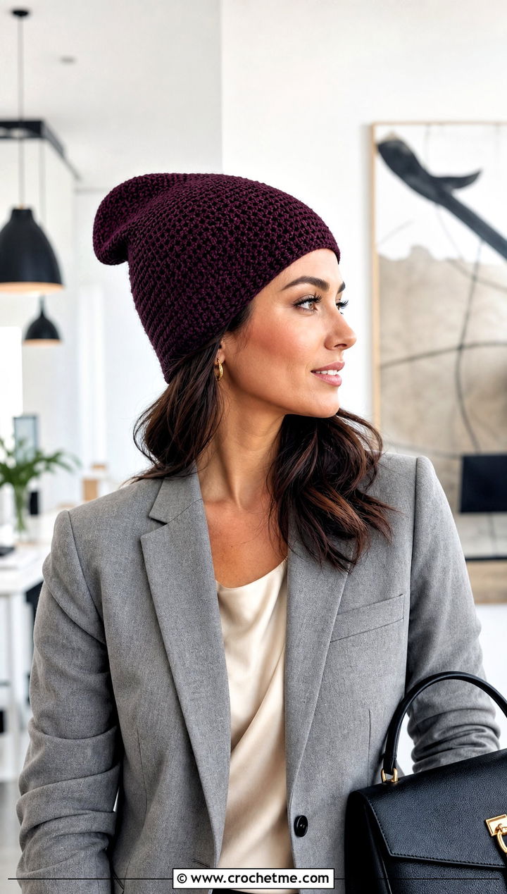 Forward Tip Crochet Phrygian Cap With Tailored Suit - 15 crochet phrygian cap outfit ideas
