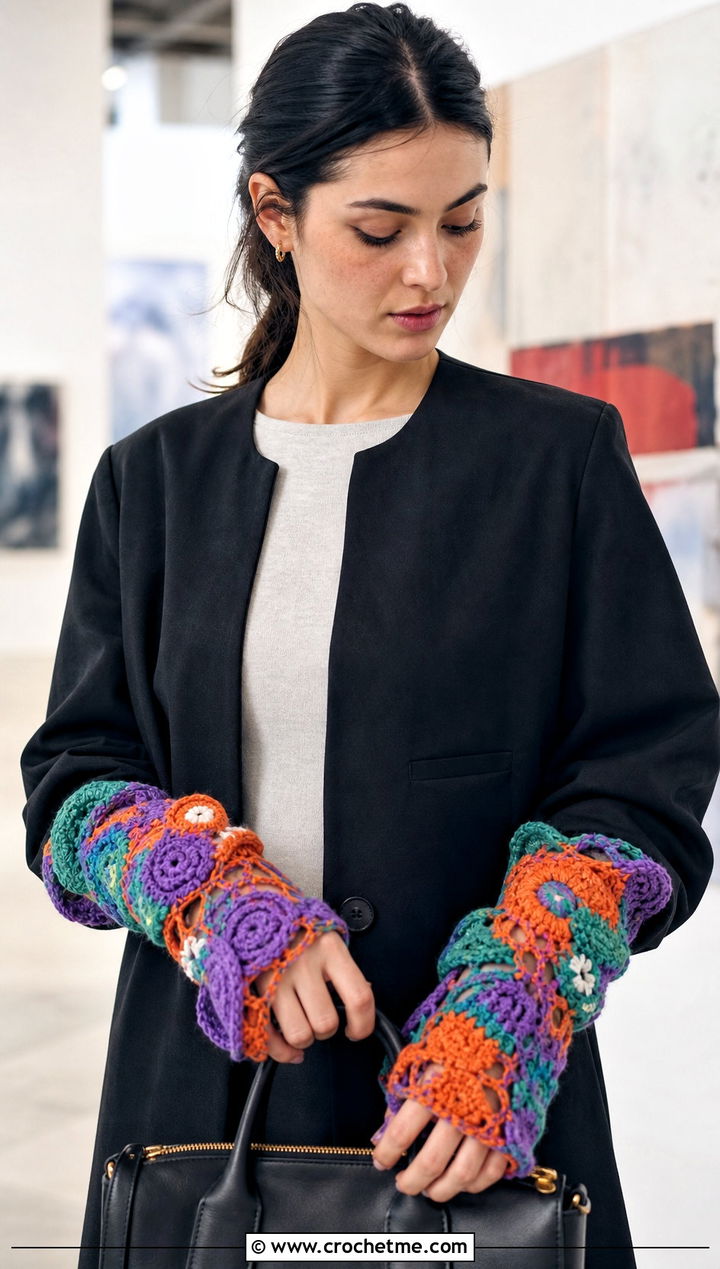 Freeform Crochet Gloves With Minimalist Outfit - 35 crochet gloves fingers outfit ideas