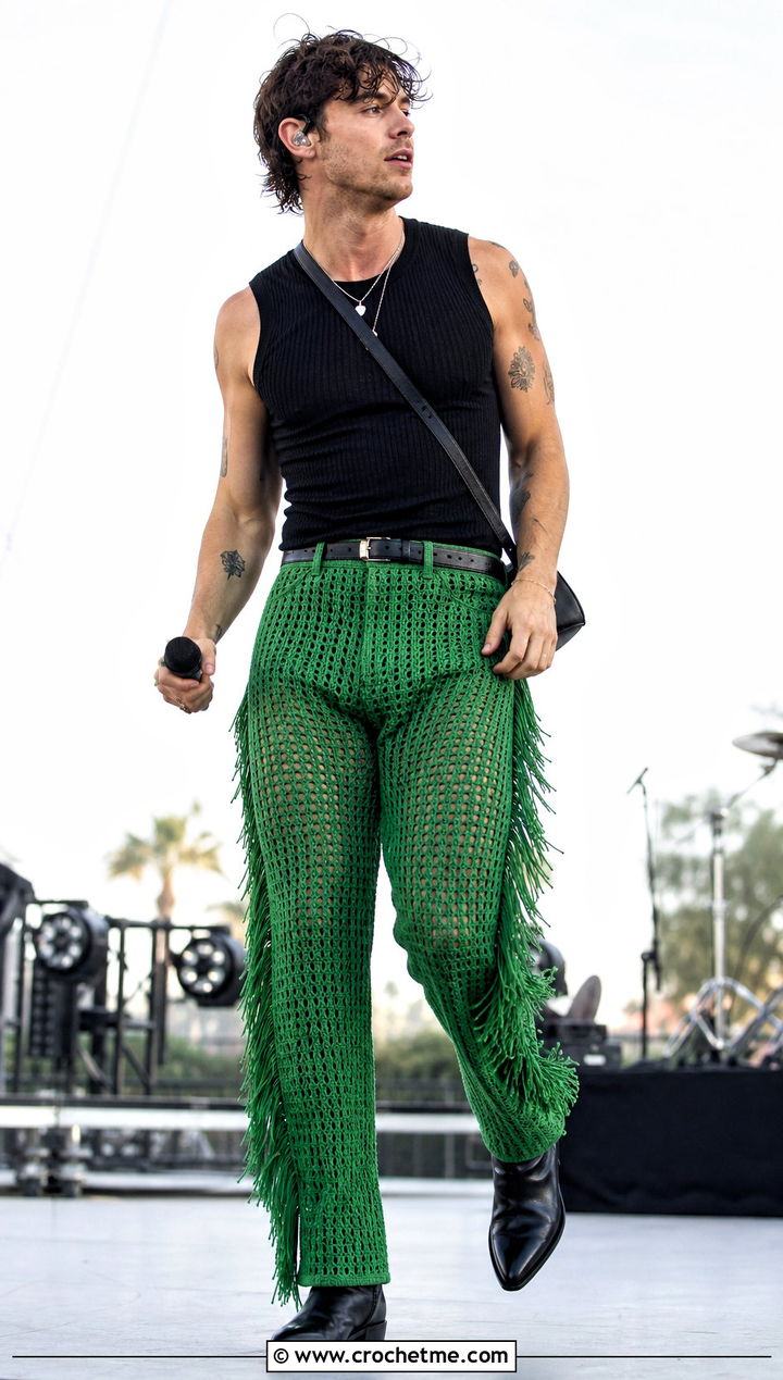 Fringe Crochet Pants With Sleeveless T Shirt - 30 mens crochet pants outfit ideas