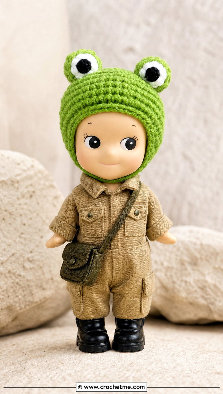 Frog Sonny Angel Crochet Hat With Utility Jumpsuit - 30 sonny angel crochet hat outfit ideas