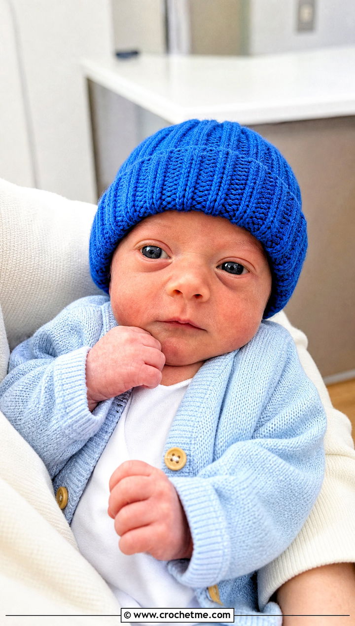 Front Post Ribbed Preemie Hat With Knit Cardigan Set - 30 crochet premie hats outfit ideas