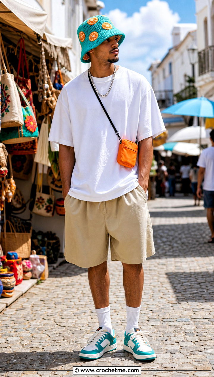 Fruit Applique Crochet Bucket Hat With Summer Streetwear - 35 men crochet bucket hat outfit ideas