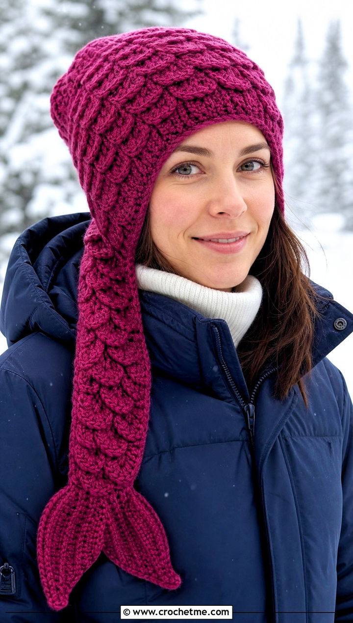 Full Coverage Mermaid Tail Crochet Hat With Snow Boots - 15 Mermaid Tail Crochet Hat outfit ideas