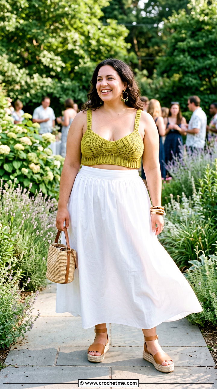 Full Cup Crochet Bralette With Maxi Skirt - 35 crochet bralette outfit ideas