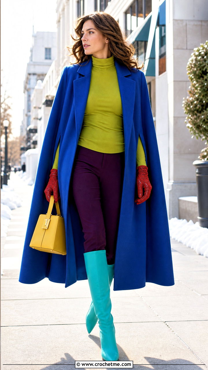 Full Finger Crochet Gloves With Cape Coat - 35 crochet gloves outfit ideas