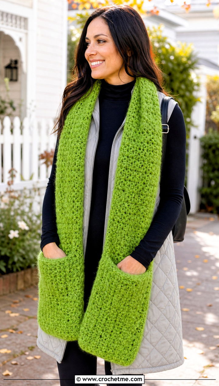 Fuzzy Crochet Pocket Scarf With Leggings - 25 Fuzzy Crochet Scarf outfit ideas