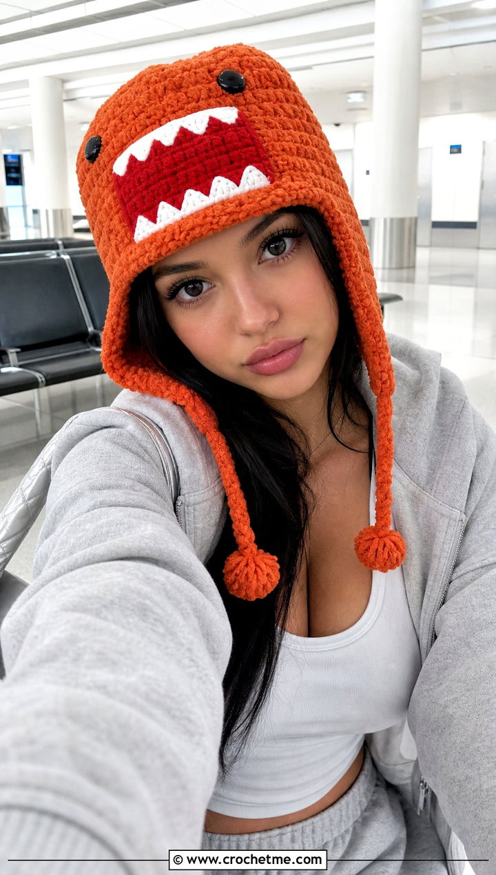Fuzzy Domo Kun Crochet Hat With Lounge Set - 25 Domo Kun Crochet Hat outfit ideas