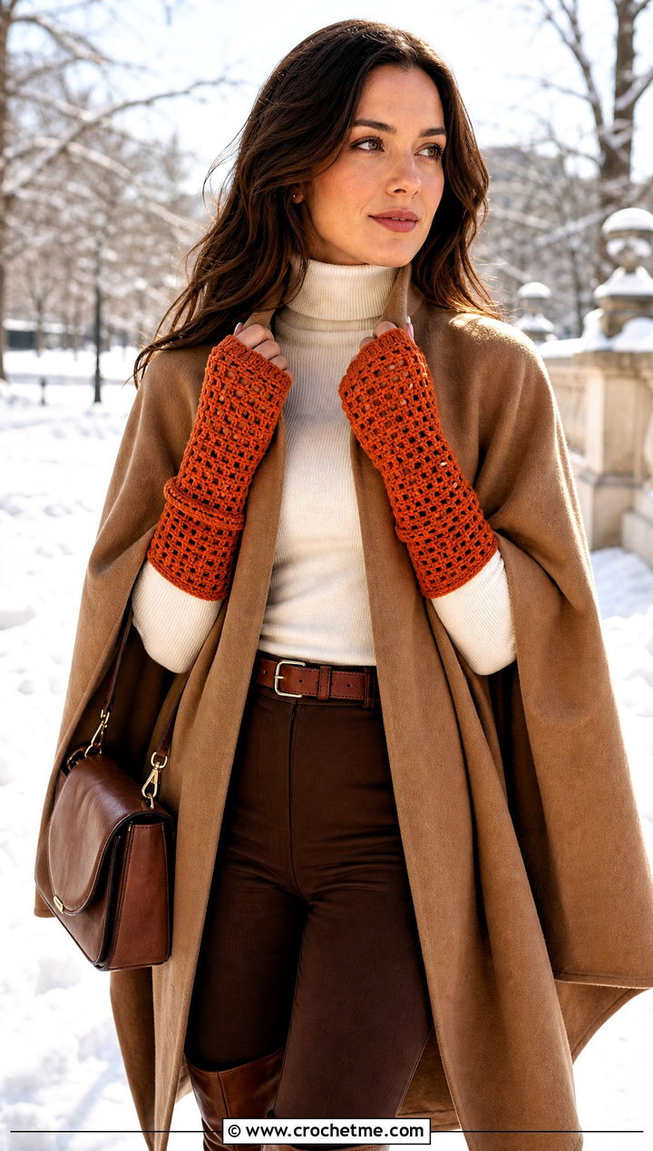 Gauntlet Crochet Driving Gloves With Cape And Boots - 25 Crochet Driving Gloves outfit ideas