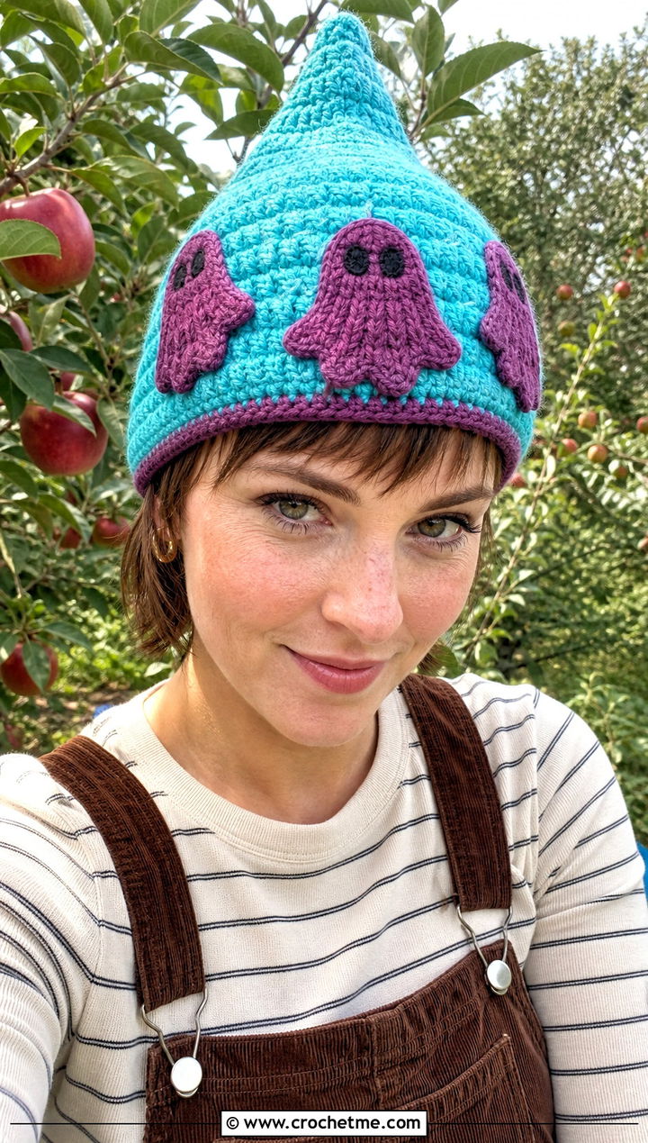 Ghost Crochet Pixie Hat With Corduroy Overalls - 25 Ghost Crochet Hat outfit ideas
