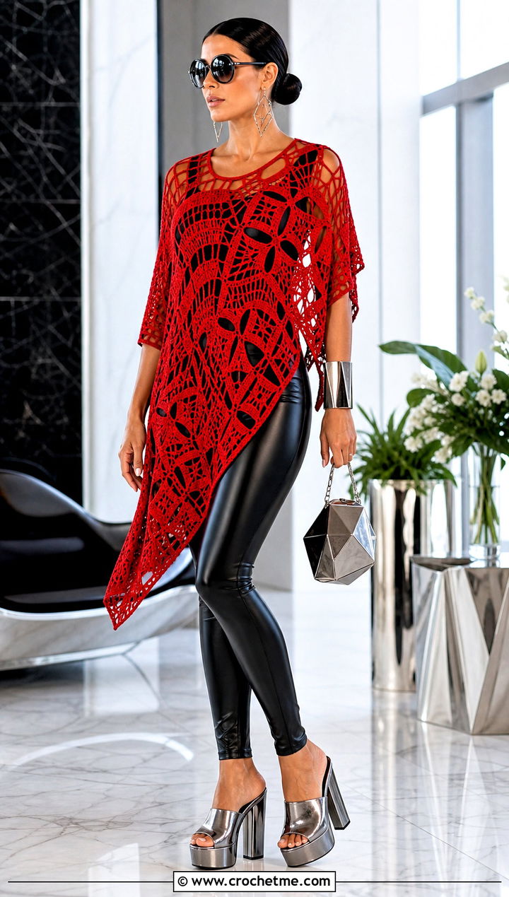 Gigi Grant Geometric Crochet Tunic With Leggings - 30 monster high crochet clothes and outfit ideas