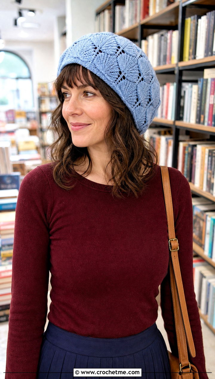 Ginkgo Leaf Tam With Pleated Skirt - 25 Crochet Leaf Hat outfit ideas