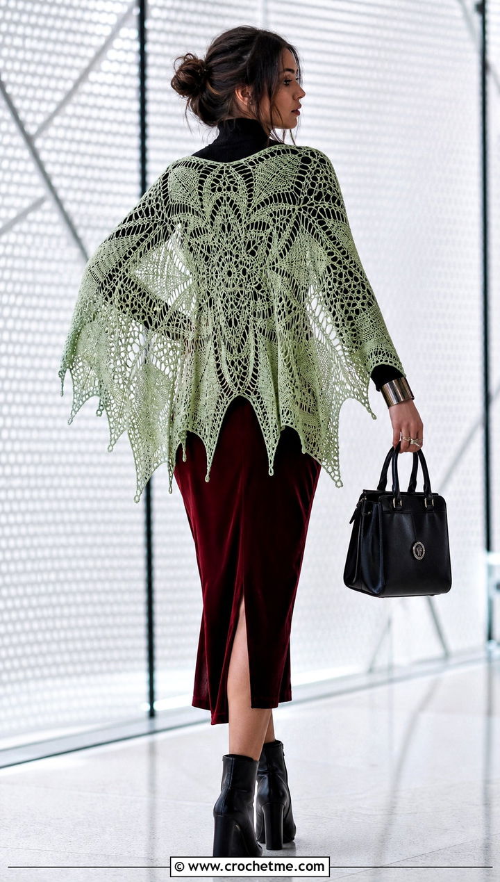 Gothic Wing Shawl With Red Midi Skirt - 30 Crochet Wing Shawl outfit ideas