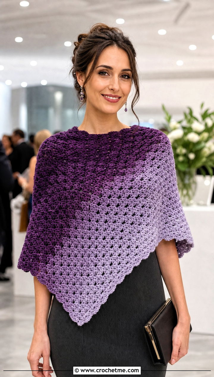 Gradient C C Shawl Scarf With Knit Dress And Slingbacks - 35 c2c crochet scarf outfit ideas