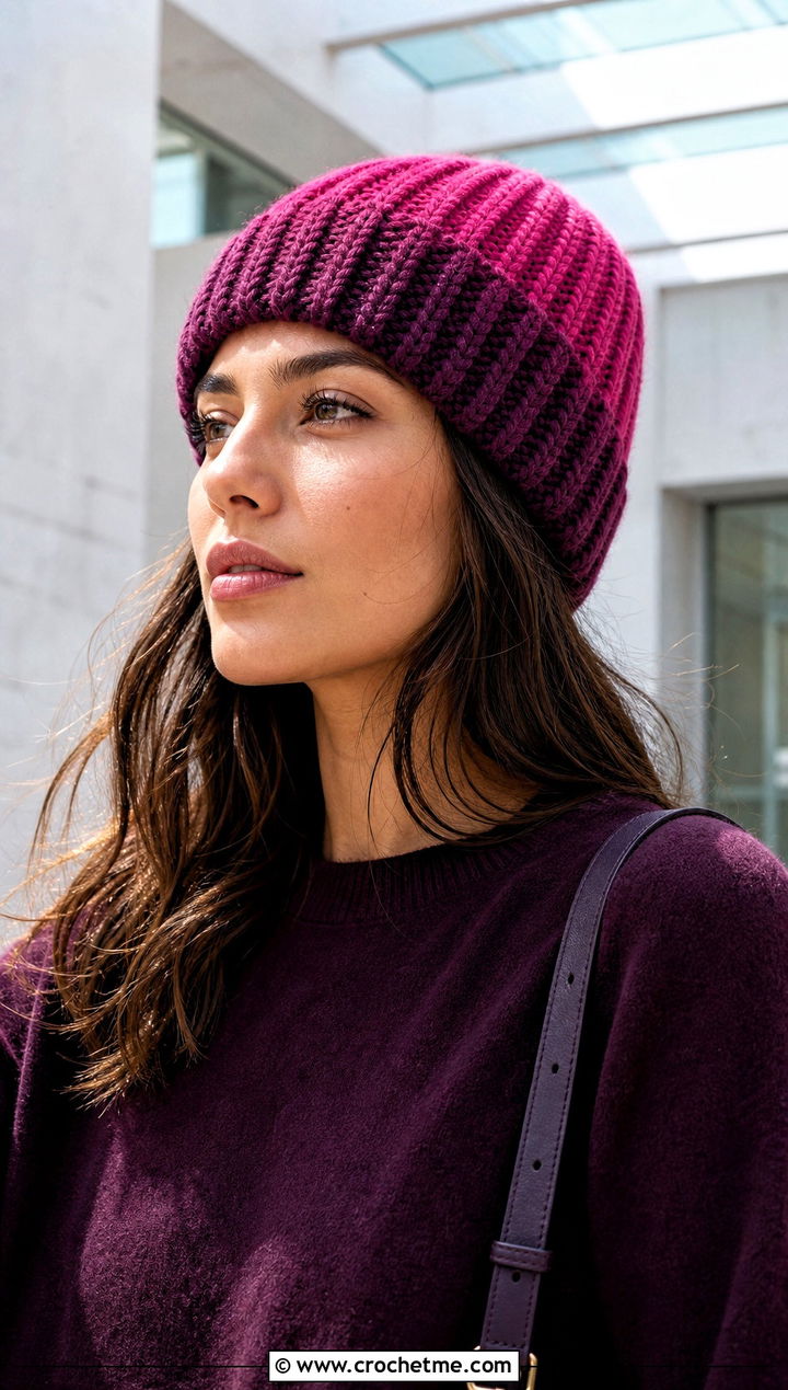 Gradient Clancy Crochet Beanie With Monochrome Sweater And Trousers - 30 clancy beanie crochet outfit ideas