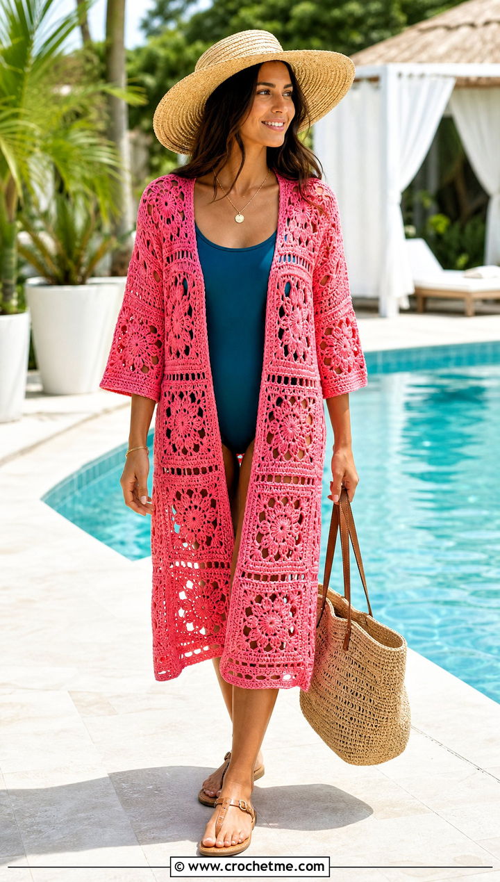 Granny Square Beach Cover Up With Swimsuit - 30 crochet granny square clothing and outfit ideas