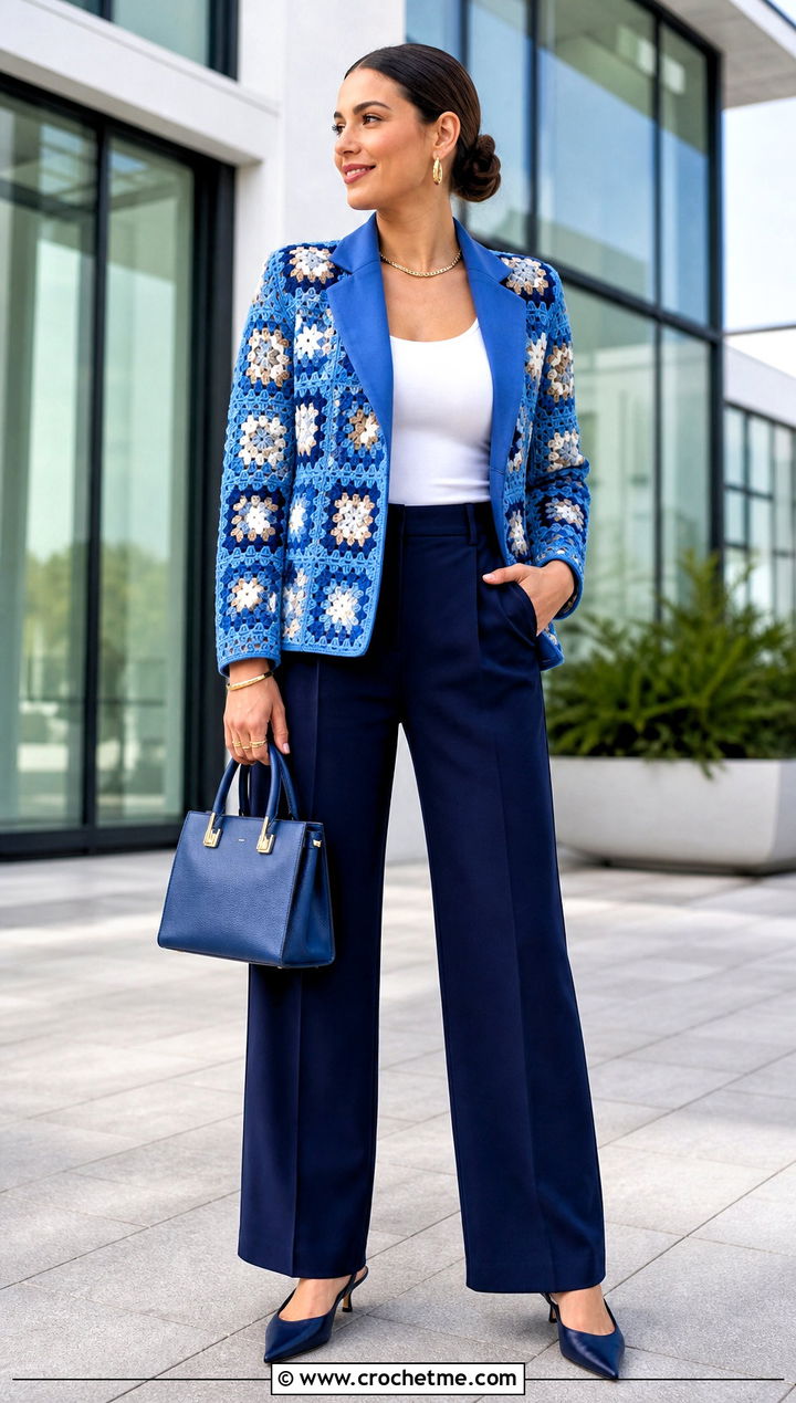 Granny Square Blazer With Matching Trousers - 35 granny square clothing and outfit ideas