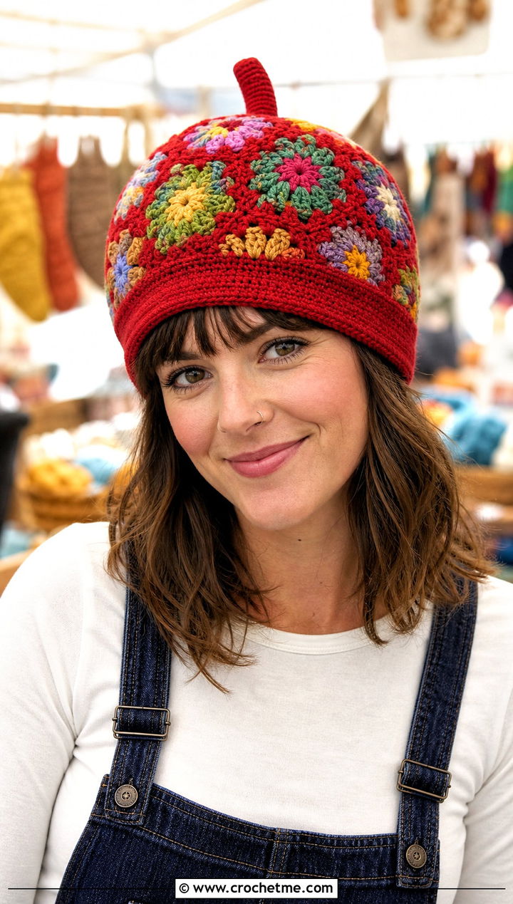 Granny Square Crochet Acorn Hat With Overalls - 30 crochet acorn hat outfit ideas