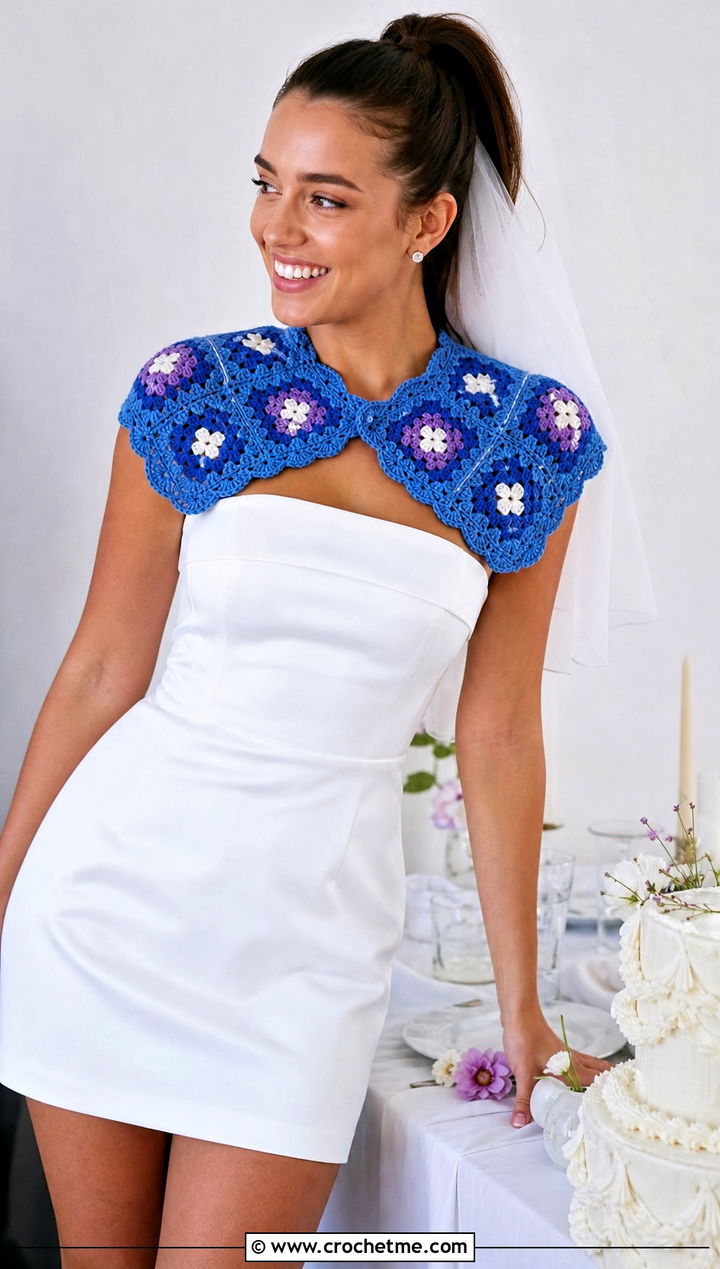 Granny Square Crochet Collar With Wedding Mini Dress - 15 crochet collar for wedding dress diy outfit ideas