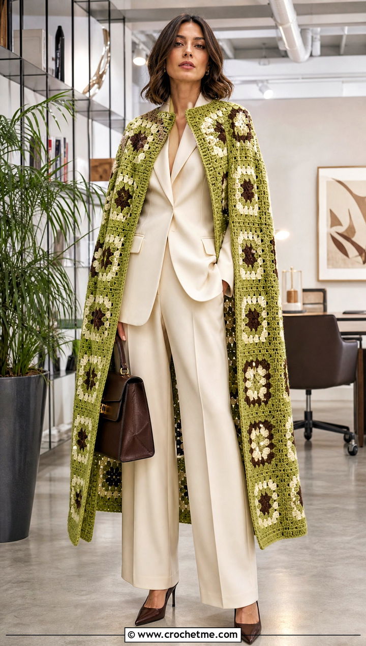 Granny Square Crochet Super Hero Cape With Trouser Suit - 25 Crochet Super Hero Cape outfit ideas