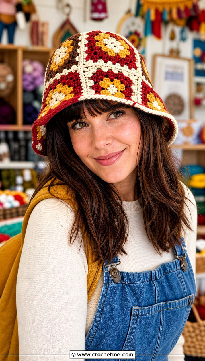 Granny Square Gryffindor Crochet Hat With Overalls - 15 gryffindor crochet hat outfit ideas