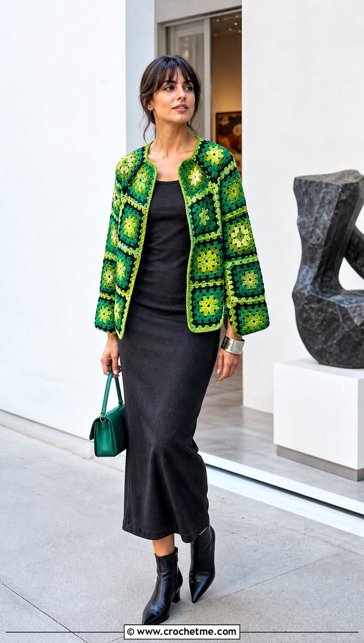 Granny Square Jacket With Column Dress - 35 granny square clothing and outfit ideas