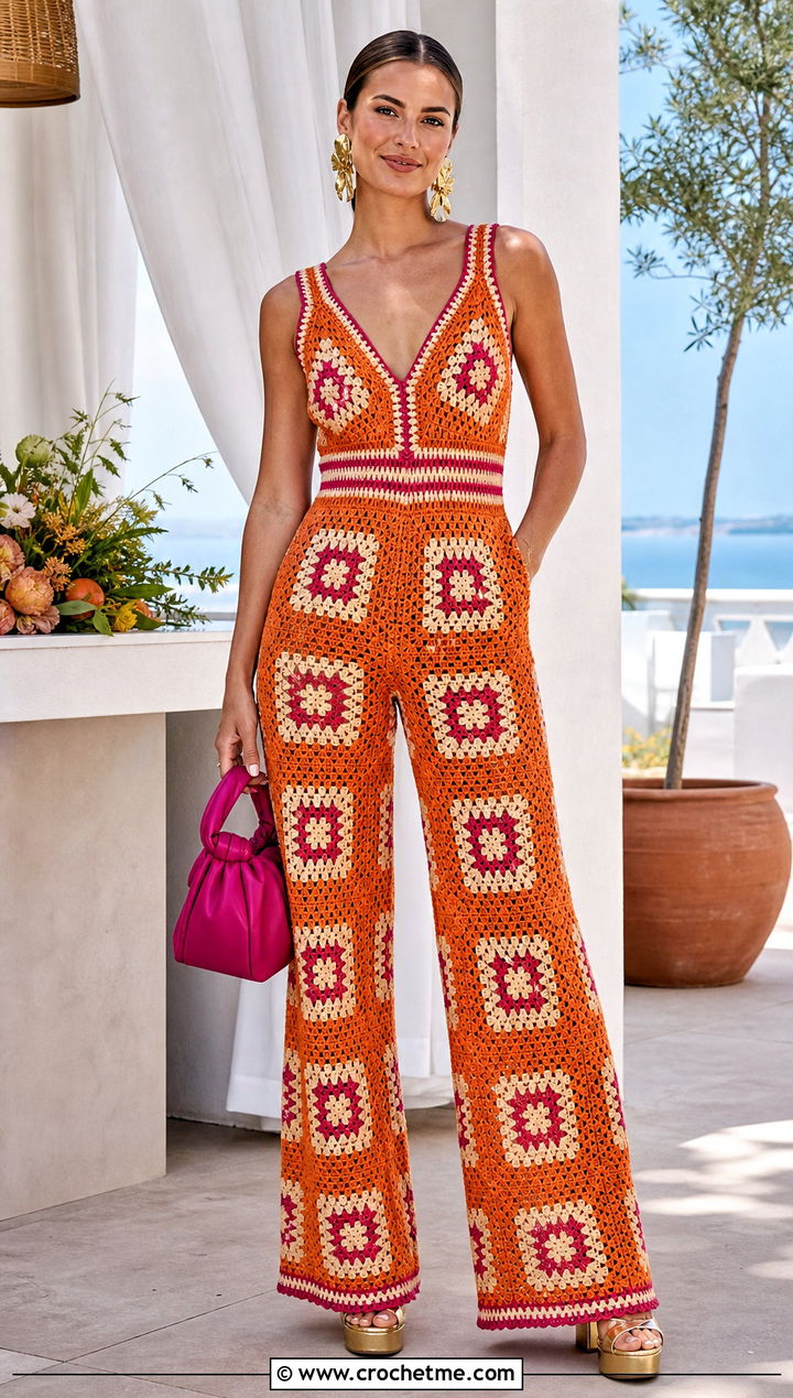Granny Square Jumpsuit With Platform Sandals - 35 granny square clothing and outfit ideas