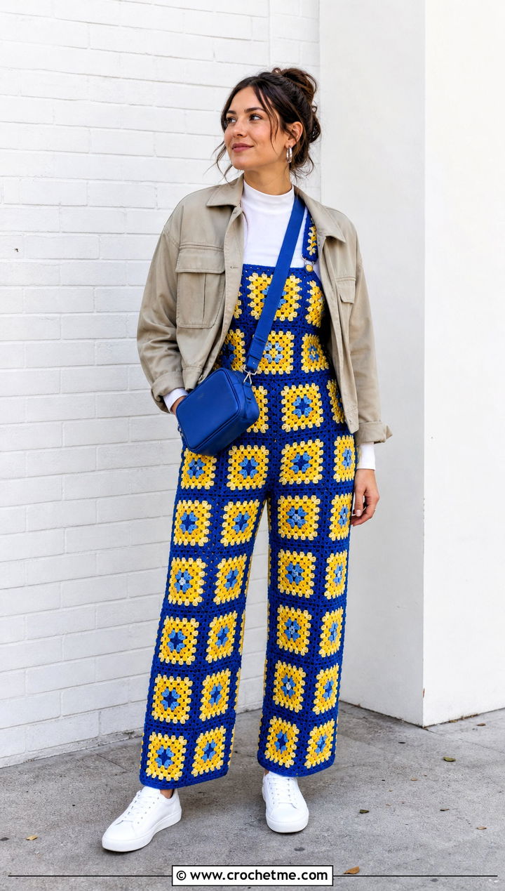Granny Square Overalls With Fitted Long Sleeve Top - 35 granny square clothing and outfit ideas