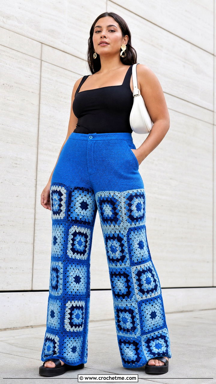Granny Square Wide Leg Pants With Fitted Bodysuit - 35 granny square clothes and outfit ideas