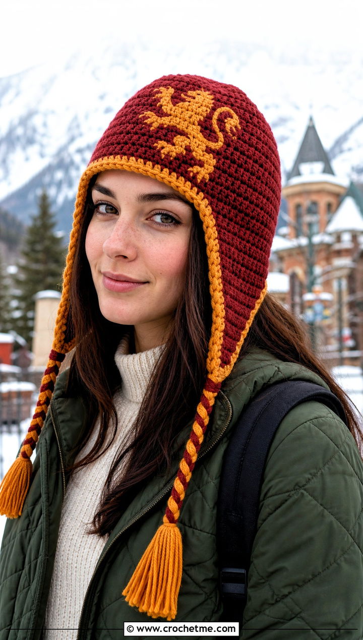 Gryffindor Crochet Trapper Hat With Quilted Jacket - 15 gryffindor crochet hat outfit ideas