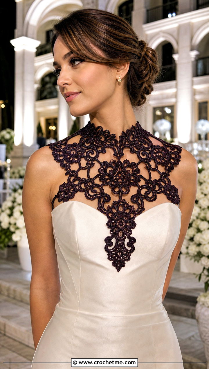 Guipure Inspired Crochet Collar With Mermaid Wedding Dress - 15 Crochet Collar For Wedding Dress outfit ideas