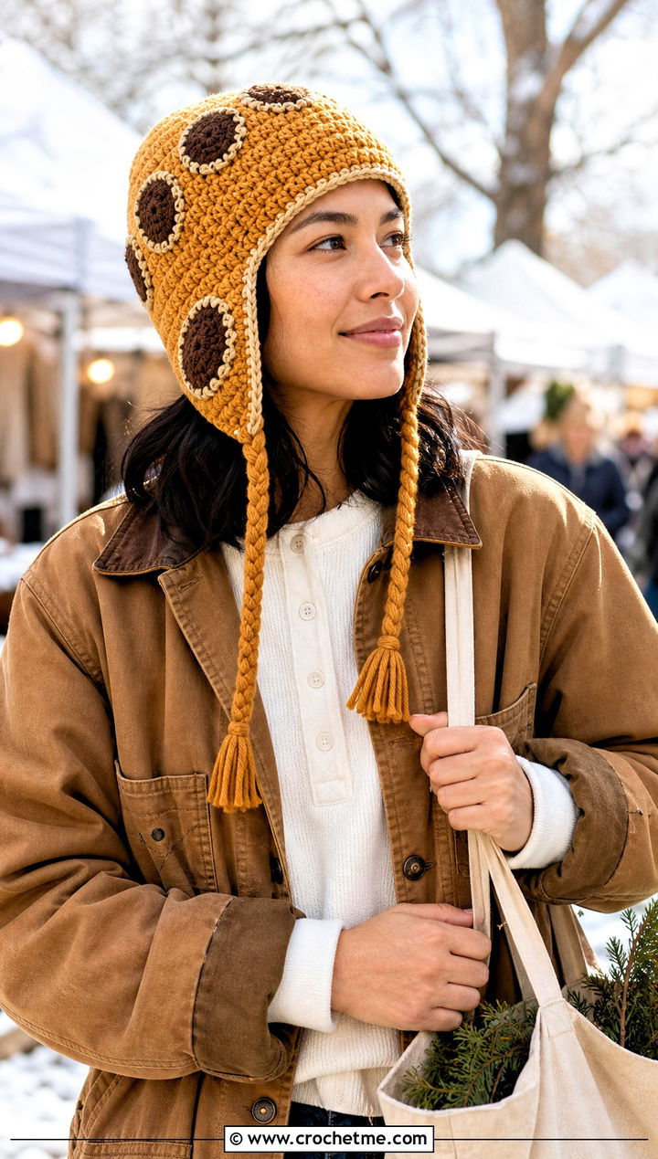 Gyomei Prayer Bead Aviator Hat With Workwear - 25 Demon Slayer Crochet Hat outfit ideas