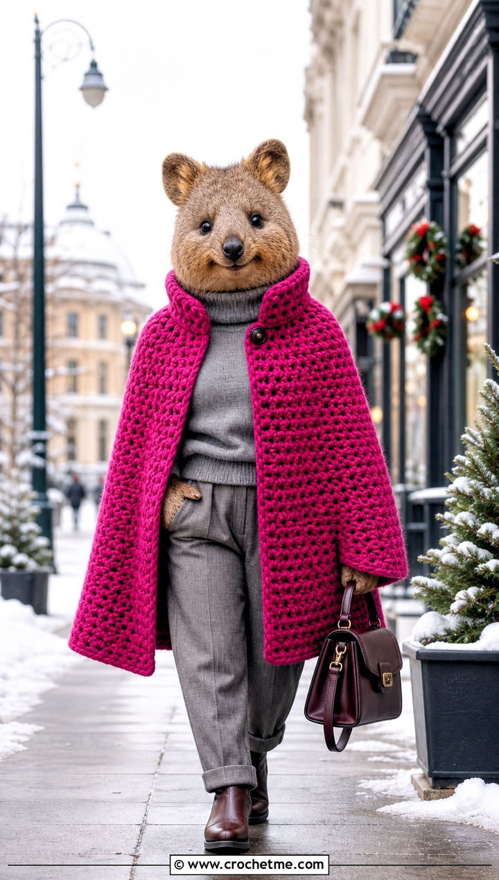 HAN QUOKKA Crochet Cape Coat Outfit - 35 skzoo crochet outfits ideas