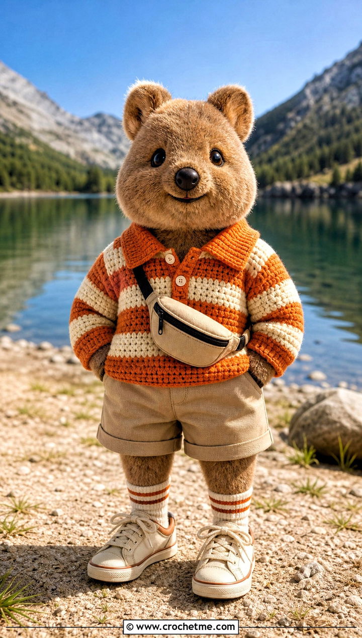 HAN QUOKKA Crochet Rugby Sweater Outfit - 35 skzoo crochet outfits ideas