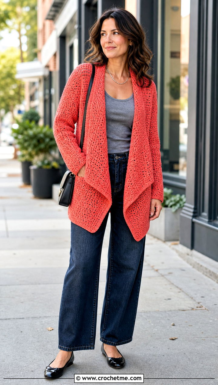 Habitat Crochet Cardigan With Barrel Leg Jeans - 25 Habitat Crochet Cardigan outfit ideas