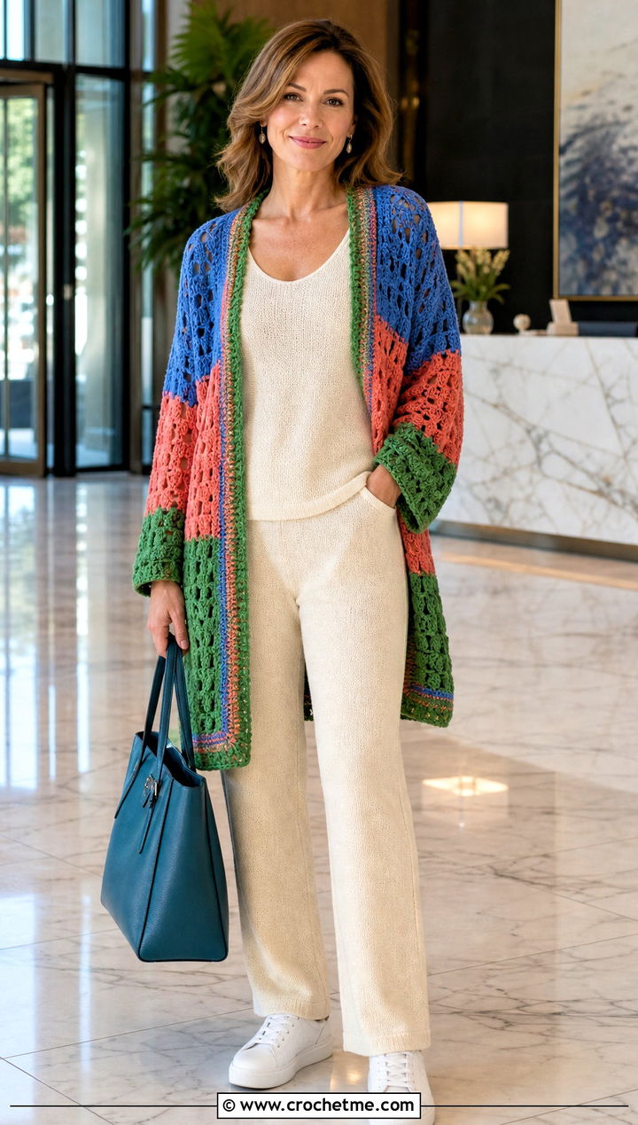 Habitat Crochet Cardigan With Knit Tank And Pants - 25 Habitat Crochet Cardigan outfit ideas