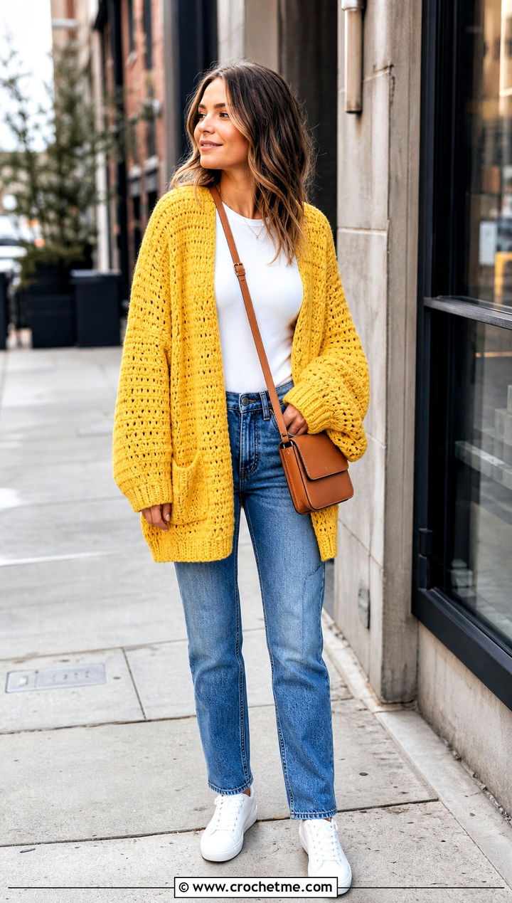 Habitat Crochet Cardigan With Straight Leg Jeans - 25 Habitat Crochet Cardigan outfit ideas