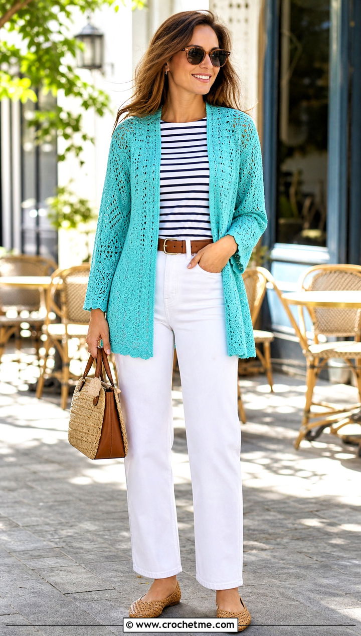Habitat Crochet Cardigan With White Jeans - 25 Habitat Crochet Cardigan outfit ideas