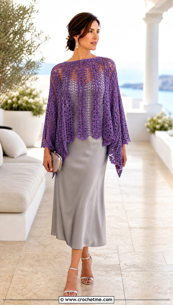 Hairpin Lace Poncho With Slip Dress - 15 Crochet Lace Poncho On Hanger outfit ideas