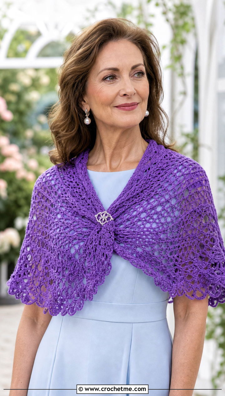 Half Circle Lace Crochet Shawl With Midi Dress - 20 Light Weight Crochet Shawl outfit ideas