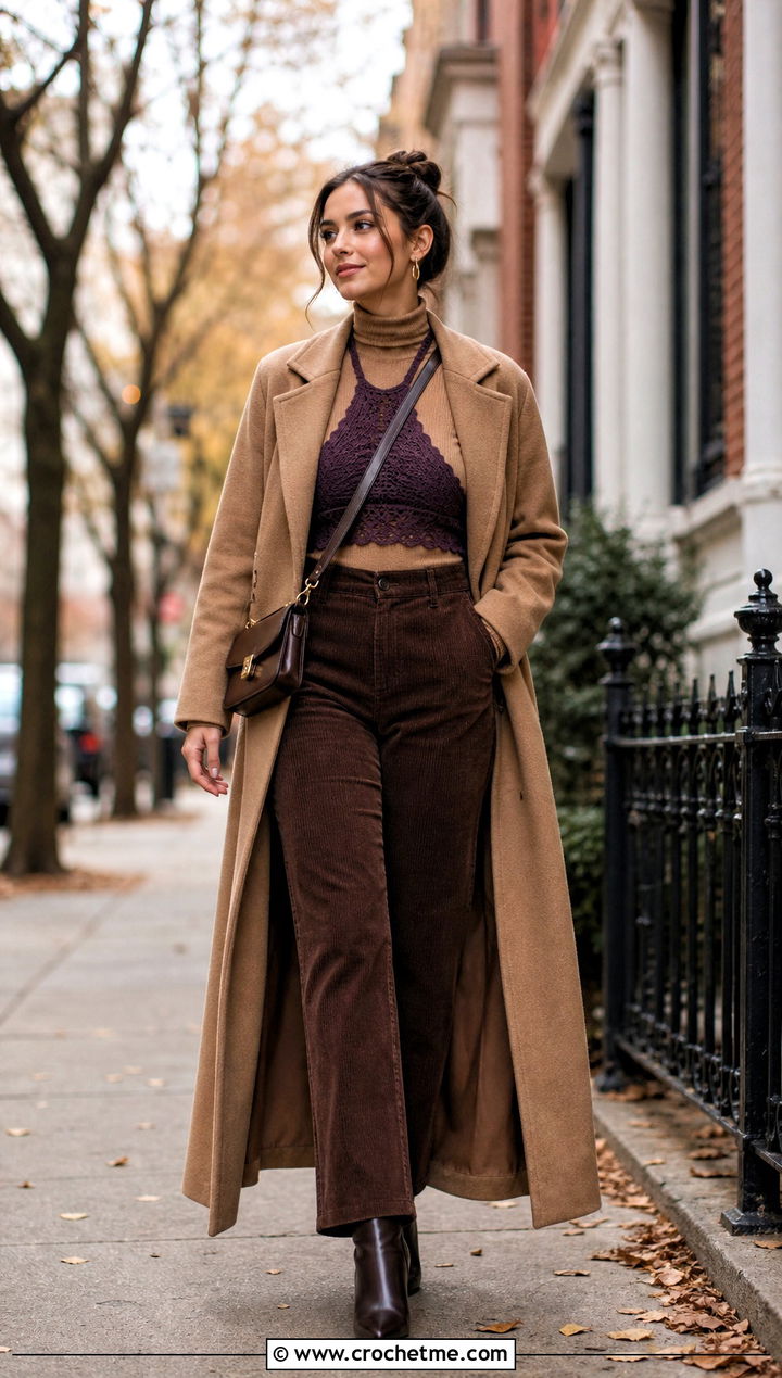 Halter Sophia Crop Top Over A Fitted Turtleneck - 15 Crochet Sophia Crop Top outfit ideas